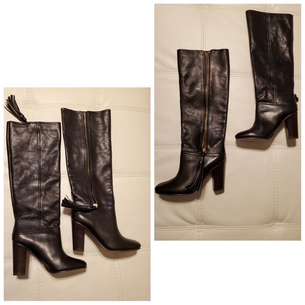 Black Leather COACH THERESE Riding Boots